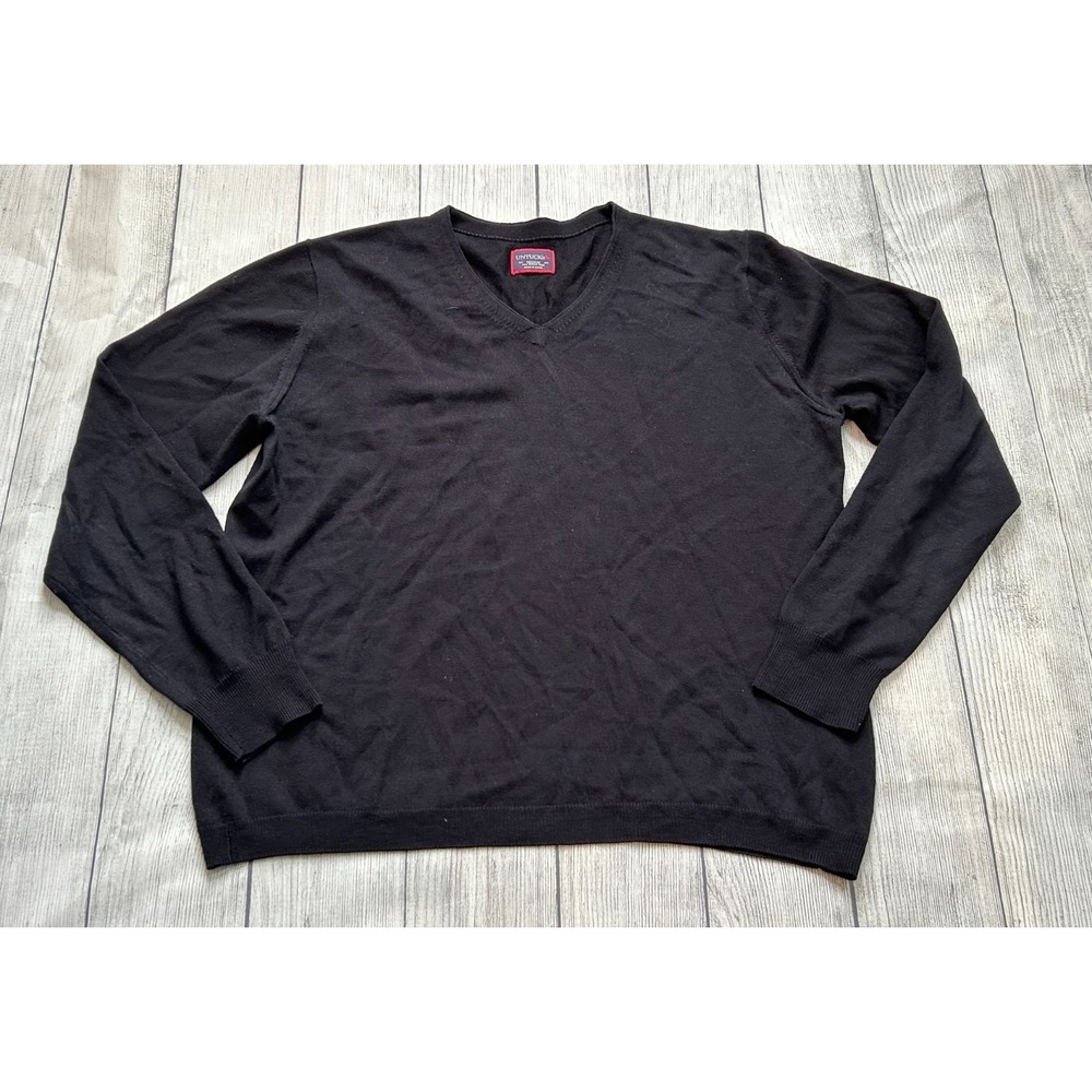 UNTUCKit Sweater Mens Medium Navy Blue‎ 100% Merino Wool V Neck Smart Casual